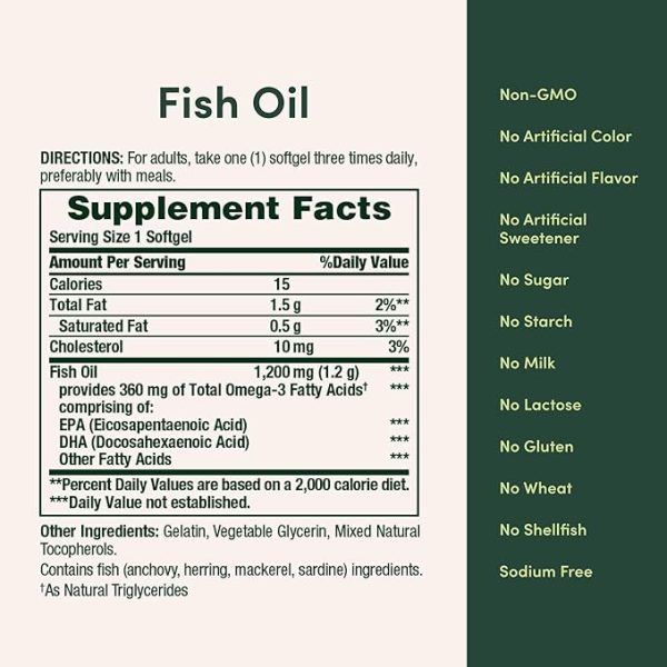 Natures Bounty Fish Oil Supplement Facts